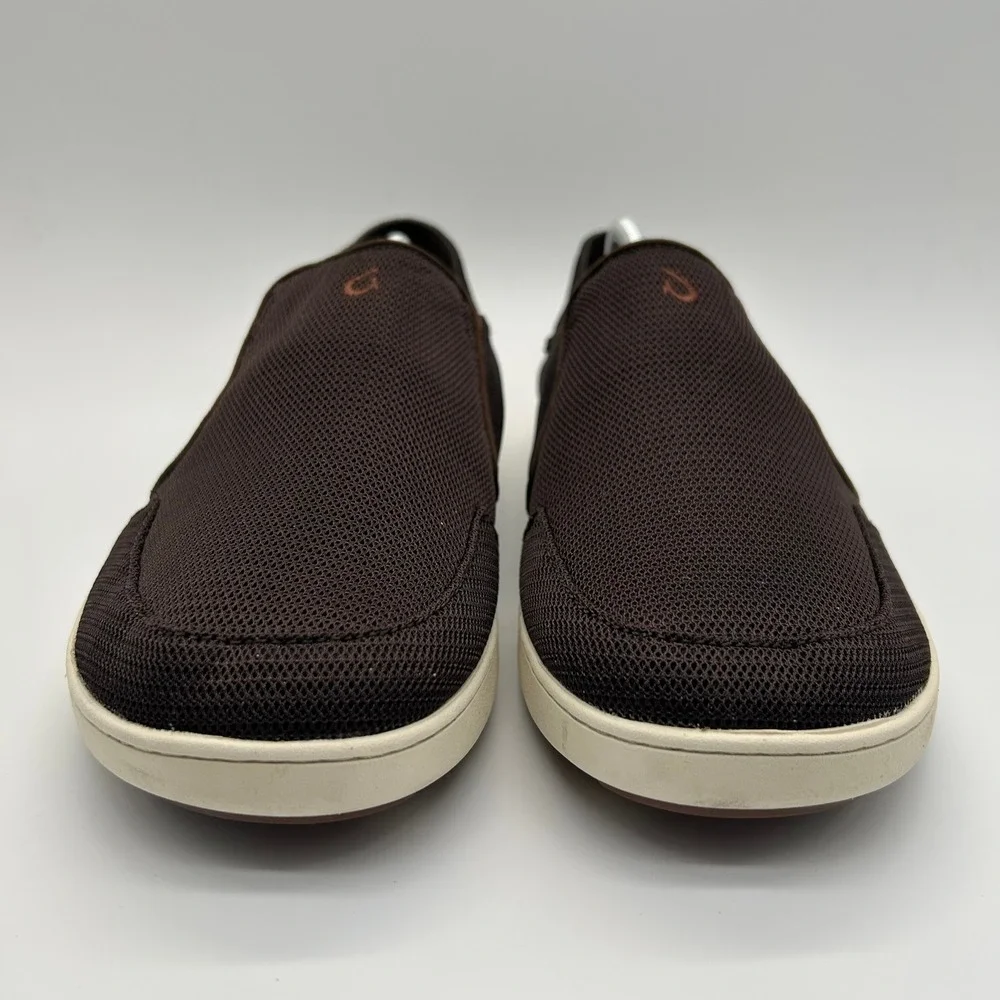 OluKai Nohea Mesh Shoes Mens 12 Brown Slip On Loafer Breathable Drop-In Heel